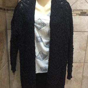 Llove Black OPEN FRONT CARDIGAN SWEATER